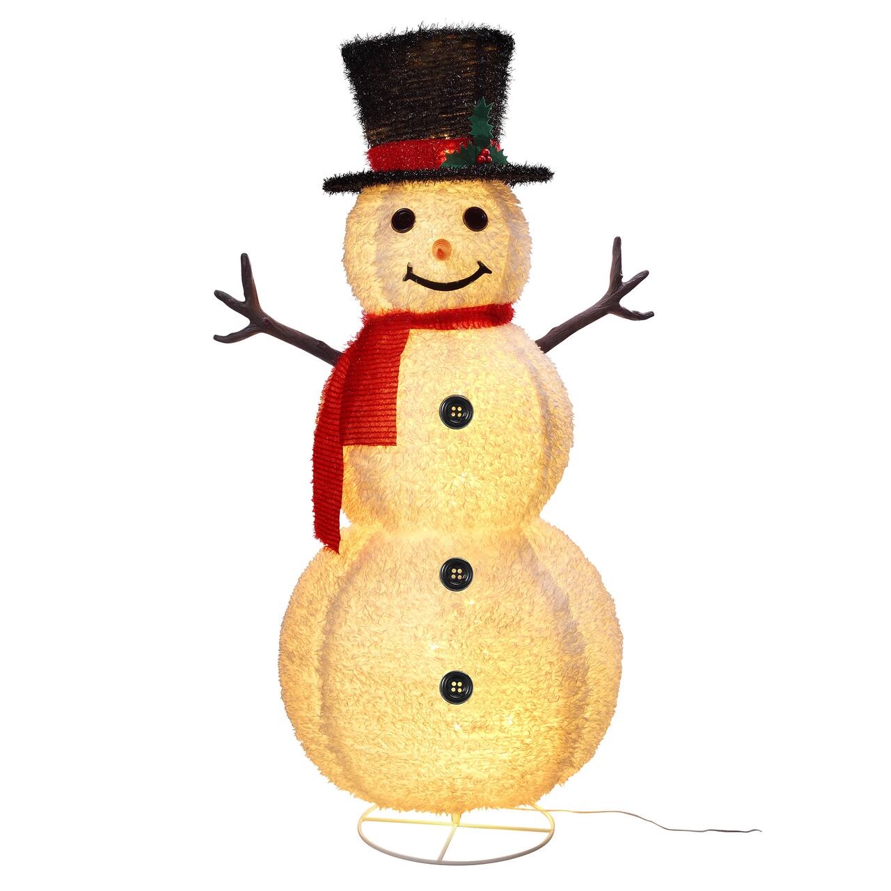 Haute Decor 4ft. LED Lighted Collapsible Tinsel Fabric Snowman